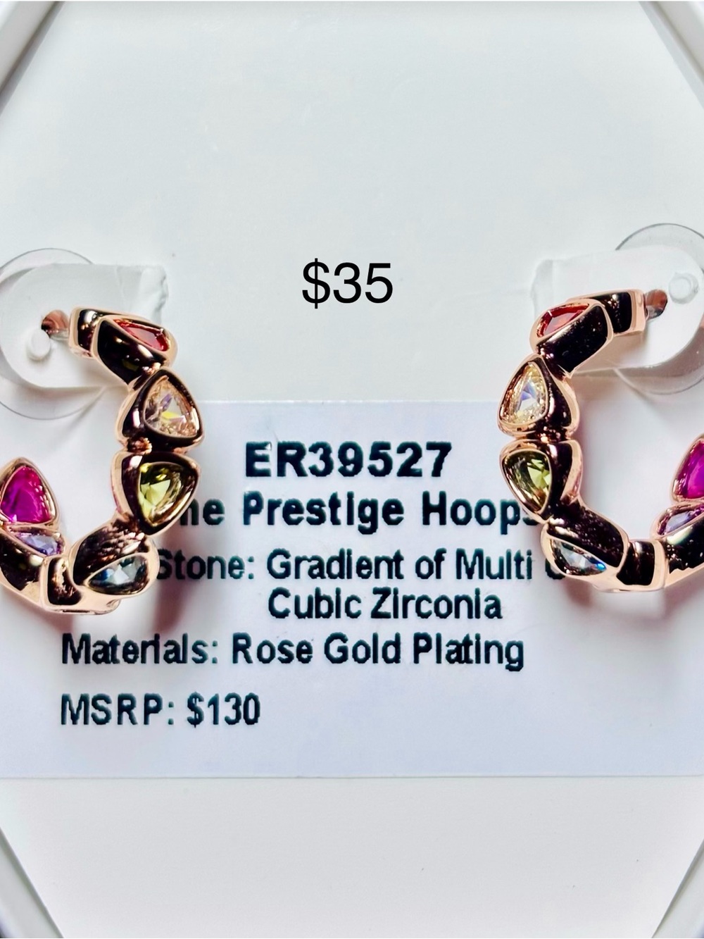 The Prestige Rose Gold Multi-Color Cubic Zirconia Hoop Earrings